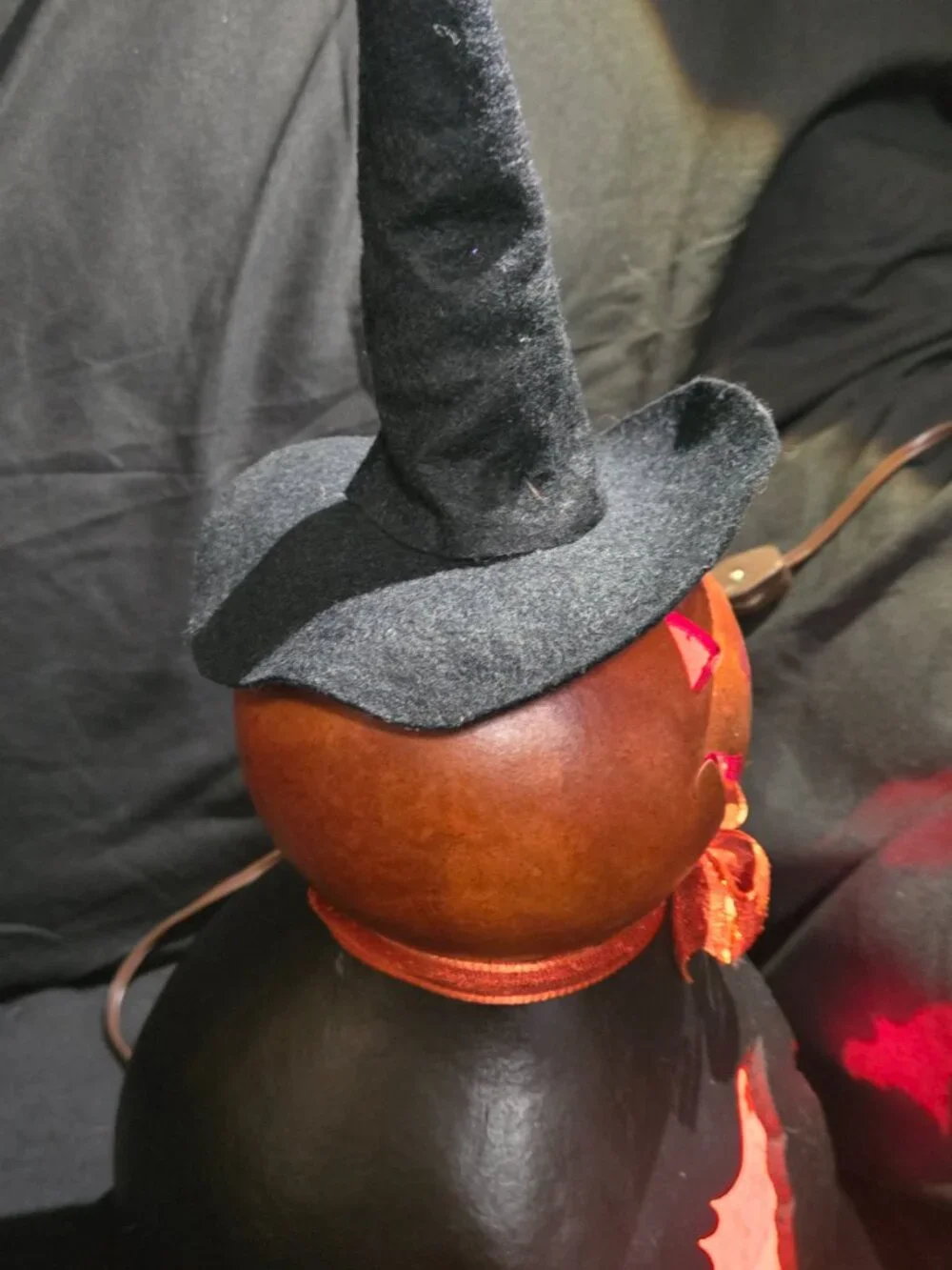 Meadowbrooke Gourds Lighted Velma Witch Bat Halloween Gourd 18